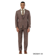Stacy Adams Men's 3 Piece Hybrid Fit Suit - Textured Windowpane Modern Fit