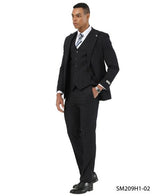 Stacy Adams Men's 3 Piece Hybrid Fit Suit - Subtle Glen Plaid Pattern Modern Fit
