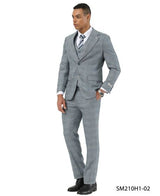 Stacy Adams Men's 3 Piece Hybrid Fit Suit - Subtle Textured Pattern Modern Fit