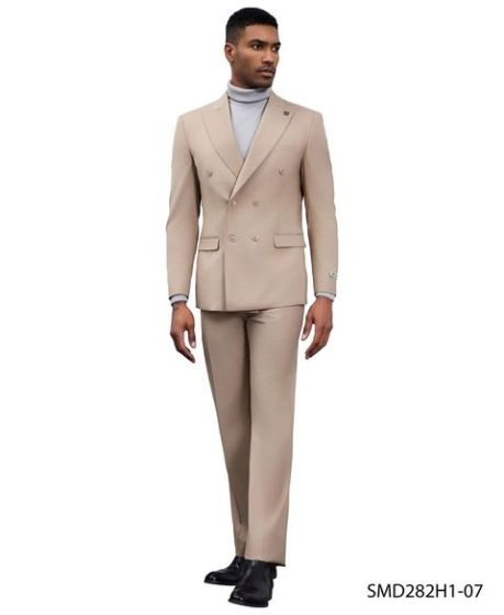 Stacy Adams Men's 2 Piece Executive Suit - Double Breasted Modern Fit