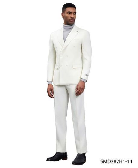 Stacy Adams Men's 2 Piece Executive Suit - Double Breasted Modern Fit
