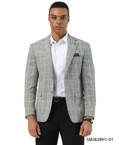 Stacy Adams Men's Hybrid Fit Sport Coat - Textured Windowpane Pattern
