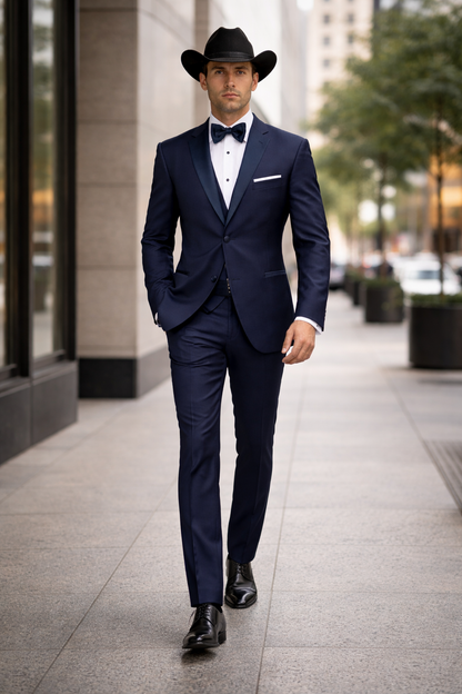 Smoking Traje - Esmoquin - Smoking Para Hombre - Slim Fit Trajes De Novio Navy Tuxedo