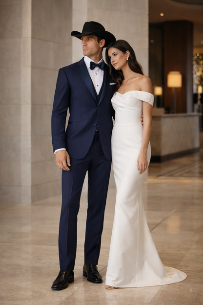 Smoking Traje - Esmoquin - Smoking Para Hombre - Slim Fit Trajes De Novio Navy Tuxedo