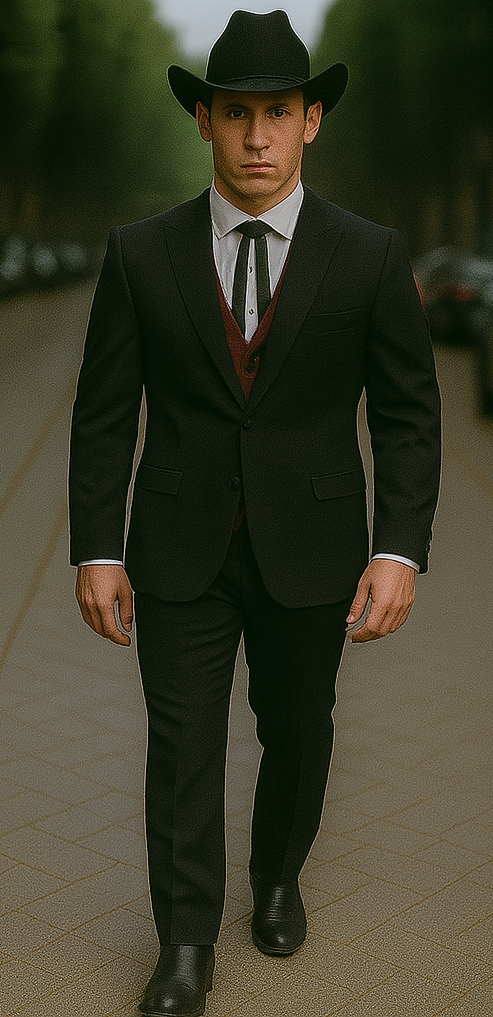 Smoking Traje - Esmoquin - Smoking Para Hombre - Two Button Peak Western Black Tuxedo