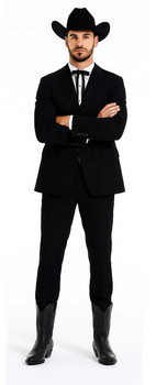 Smoking Traje - Esmoquin - Smoking Para Hombre - Two Button Peak Western Black Tuxedo