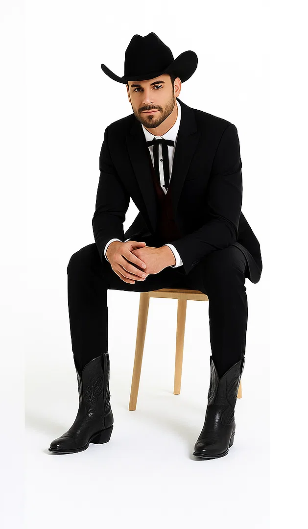 Smoking Traje - Esmoquin - Smoking Para Hombre - Two Button Peak Western Black Tuxedo