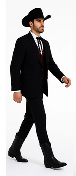 Smoking Traje - Esmoquin - Smoking Para Hombre - Two Button Peak Western Black Tuxedo