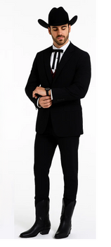 Smoking Traje - Esmoquin - Smoking Para Hombre - Two Button Peak Western Black Tuxedo