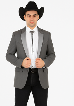 Smoking Traje - Esmoquin - Smoking Para Hombre - Two Button Western Grey Tuxedo