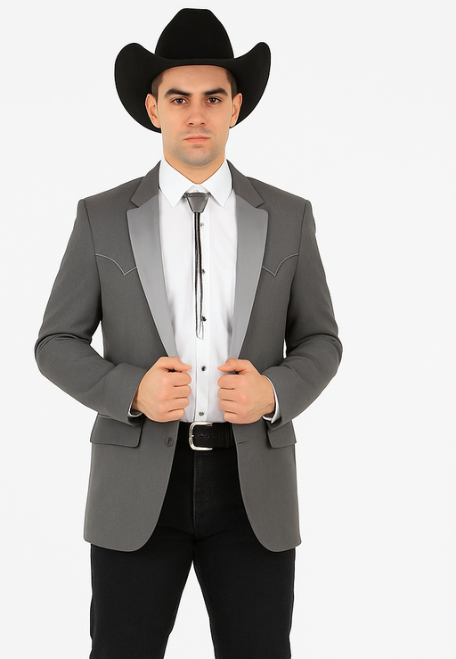 Smoking Traje - Esmoquin - Smoking Para Hombre - Two Button Western Grey Tuxedo
