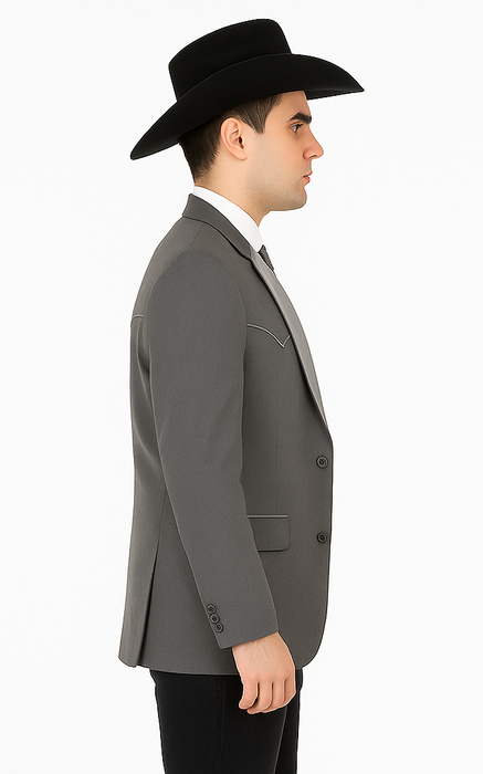 Smoking Traje - Esmoquin - Smoking Para Hombre - Two Button Western Grey Tuxedo