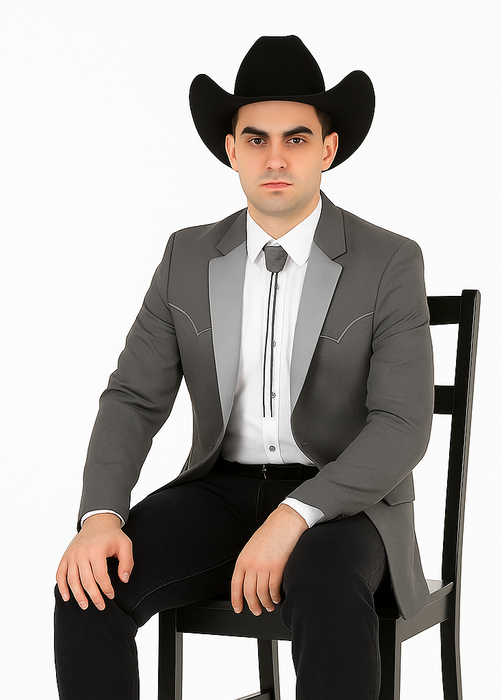 Smoking Traje - Esmoquin - Smoking Para Hombre - Two Button Western Grey Tuxedo