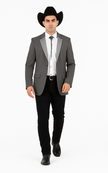Smoking Traje - Esmoquin - Smoking Para Hombre - Two Button Western Grey Tuxedo