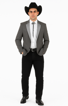 Smoking Traje - Esmoquin - Smoking Para Hombre - Two Button Western Grey Tuxedo