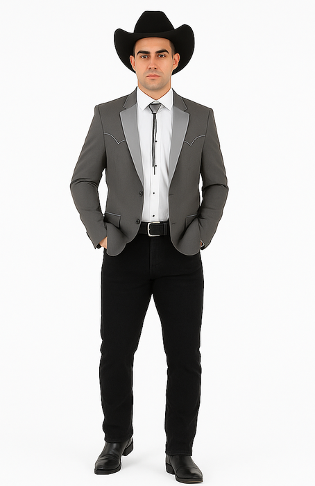 Smoking Traje - Esmoquin - Smoking Para Hombre - Two Button Western Grey Tuxedo
