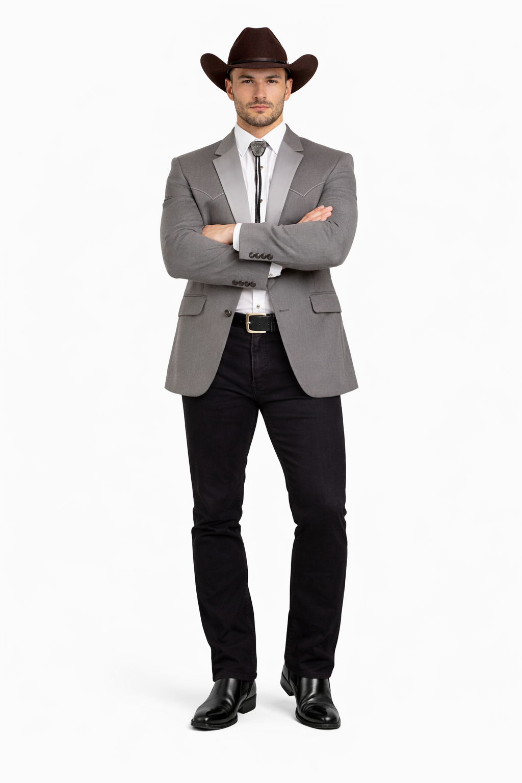 Smoking Traje - Esmoquin - Smoking Para Hombre - Two Button Western Grey Tuxedo