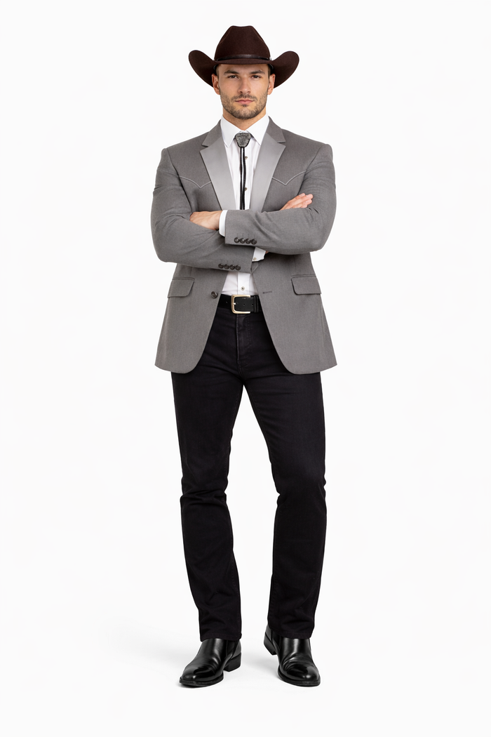 Smoking Traje - Esmoquin - Smoking Para Hombre - Two Button Western Grey Tuxedo