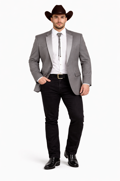 Smoking Traje - Esmoquin - Smoking Para Hombre - Two Button Western Grey Tuxedo