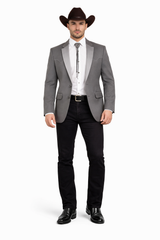 Smoking Traje - Esmoquin - Smoking Para Hombre - Two Button Western Grey Tuxedo