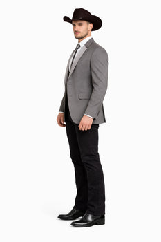 Smoking Traje - Esmoquin - Smoking Para Hombre - Two Button Western Grey Tuxedo