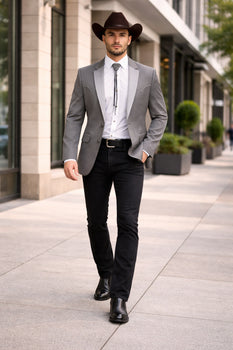 Smoking Traje - Esmoquin - Smoking Para Hombre - Two Button Western Grey Tuxedo