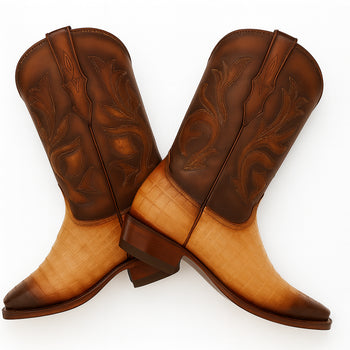 Men's King Exotic Snip Toe Caiman Belly Boots Handcrafted Burnished Oryx (494RD8215) - Image 6