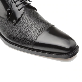 Mezlan Soka Calfskin & Deerskin Cap Toe Shoes Black (15089)