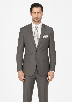 Solid Brown Extra Fine Poly-Rayon Summer Light Weight Fabric Cheap Priced Business Suits Clearance Sale