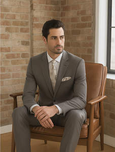 Solid Brown Extra Fine Poly-Rayon Summer Light Weight Fabric Cheap Priced Business Suits Clearance Sale