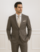 Solid Brown Extra Fine Poly-Rayon Summer Light Weight Fabric Cheap Priced Business Suits Clearance Sale