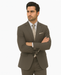 Solid Brown Extra Fine Poly-Rayon Summer Light Weight Fabric Cheap Priced Business Suits Clearance Sale
