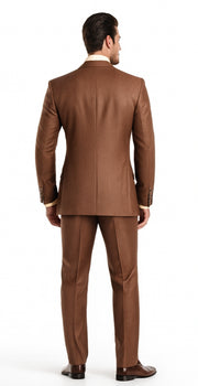 Solid Vested 3pc 2 Button Copper~Rust Suit  - Three Piece Suit