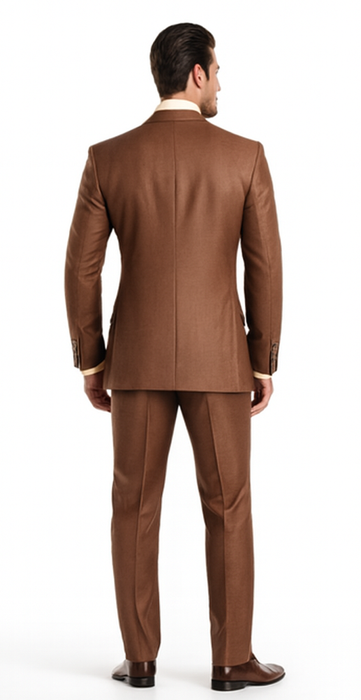 Solid Vested 3pc 2 Button Copper~Rust Suit  - Three Piece Suit