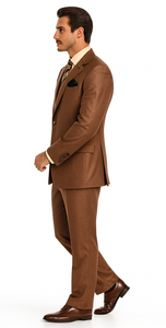 Solid Vested 3pc 2 Button Copper~Rust Suit  - Three Piece Suit