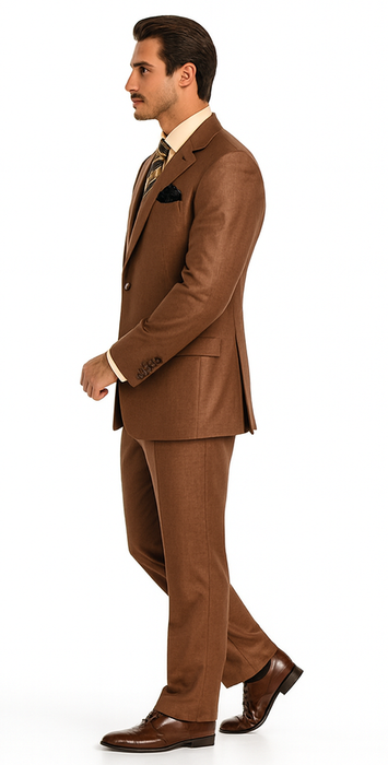 Solid Vested 3pc 2 Button Copper~Rust Suit  - Three Piece Suit