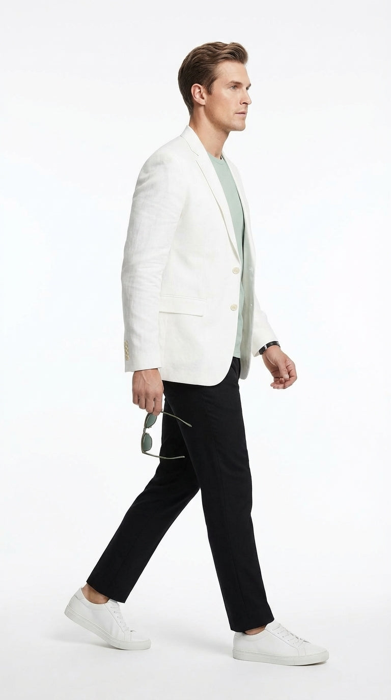 Miami Vice  Sonny Crockett Mens White Blazer – Classic Fit Formal Casual Dress Jacket for Business and Wedding Iconic Characters  Pop Culture