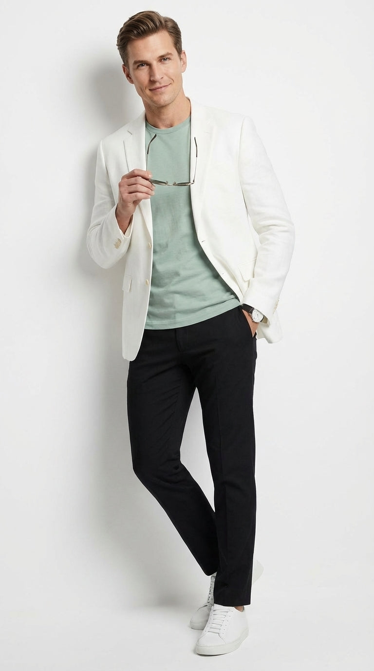 Miami Vice  Sonny Crockett Mens White Blazer – Classic Fit Formal Casual Dress Jacket for Business and Wedding Iconic Characters  Pop Culture