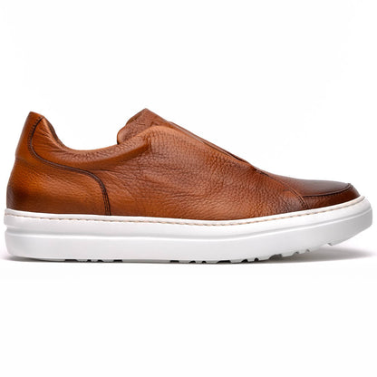 Zelli Spettacolare Pebble Grain Slip-On Sneaker in Cognac