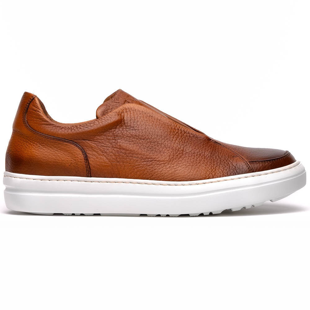 Zelli Spettacolare Pebble Grain Slip-On Sneaker in Cognac