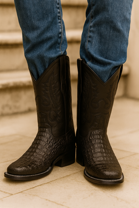 Square Toe Alligator Print Boots