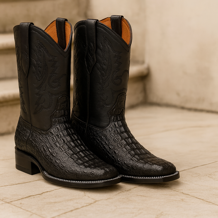Square Toe Alligator Print Boots
