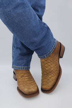 Square Toe Ankle Boots Python Print Oryx