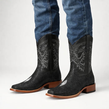 Men’s Square Toe Stingray Boots – Luxury Exotic Leather Footwear - By Los Altos Boot