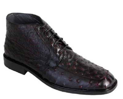 Los Altos Men's Genuine Ostrich Dress Ankle Leather Outsole High Top Shoes