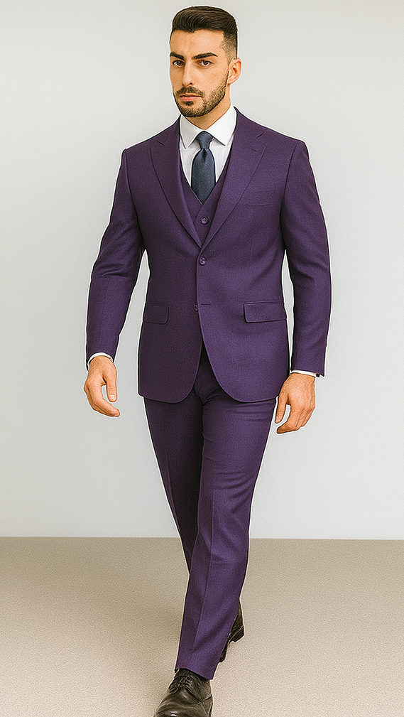 Stacy Adams Mens Windowpane Suit Purple