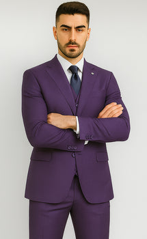 Stacy Adams Mens Windowpane Suit Purple