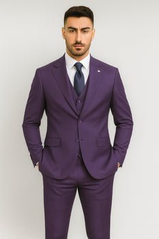 Stacy Adams Mens Windowpane Suit Purple