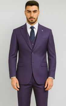 Stacy Adams Mens Windowpane Suit Purple