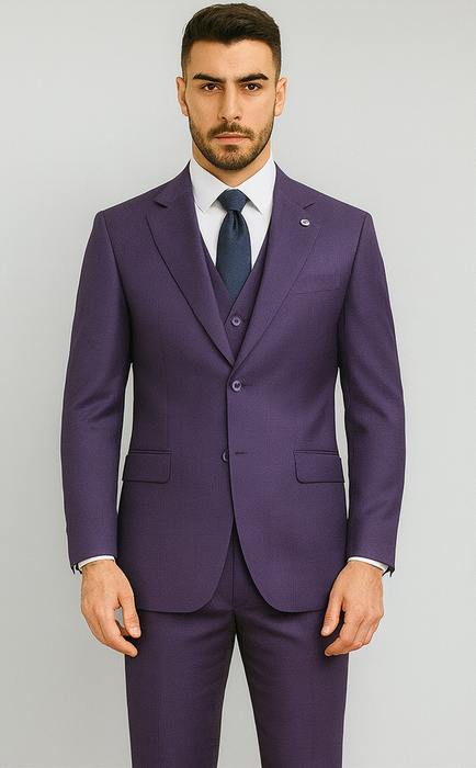 Stacy Adams Mens Windowpane Suit Purple